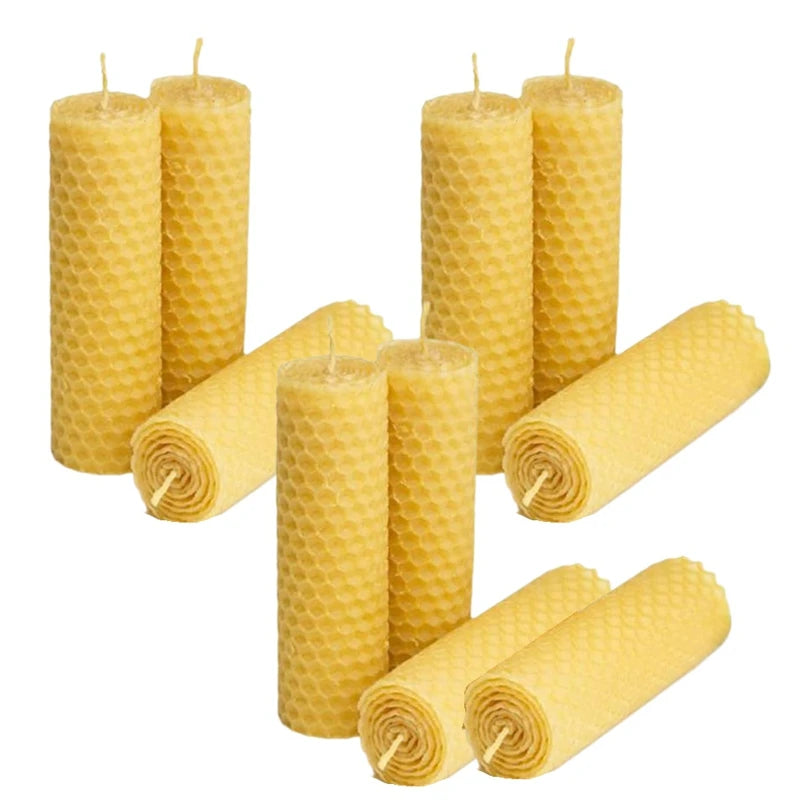WISH 10 Pieces 100% Natural Beeswax Candle Making Kit, Honeycomb Texture DIY Beeswax Candle Craft Set Oasis Select Yellow