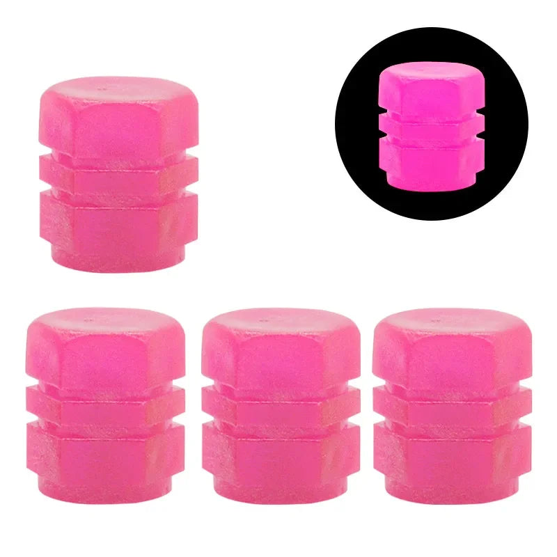 4/8/16/20pcs Universal Luminous Bicycle Tire Valve Caps Night Glowing Decor Motorcycle Bike Valve Stem Cap Wheel Nozzle Oasis Select 4PCS Rose