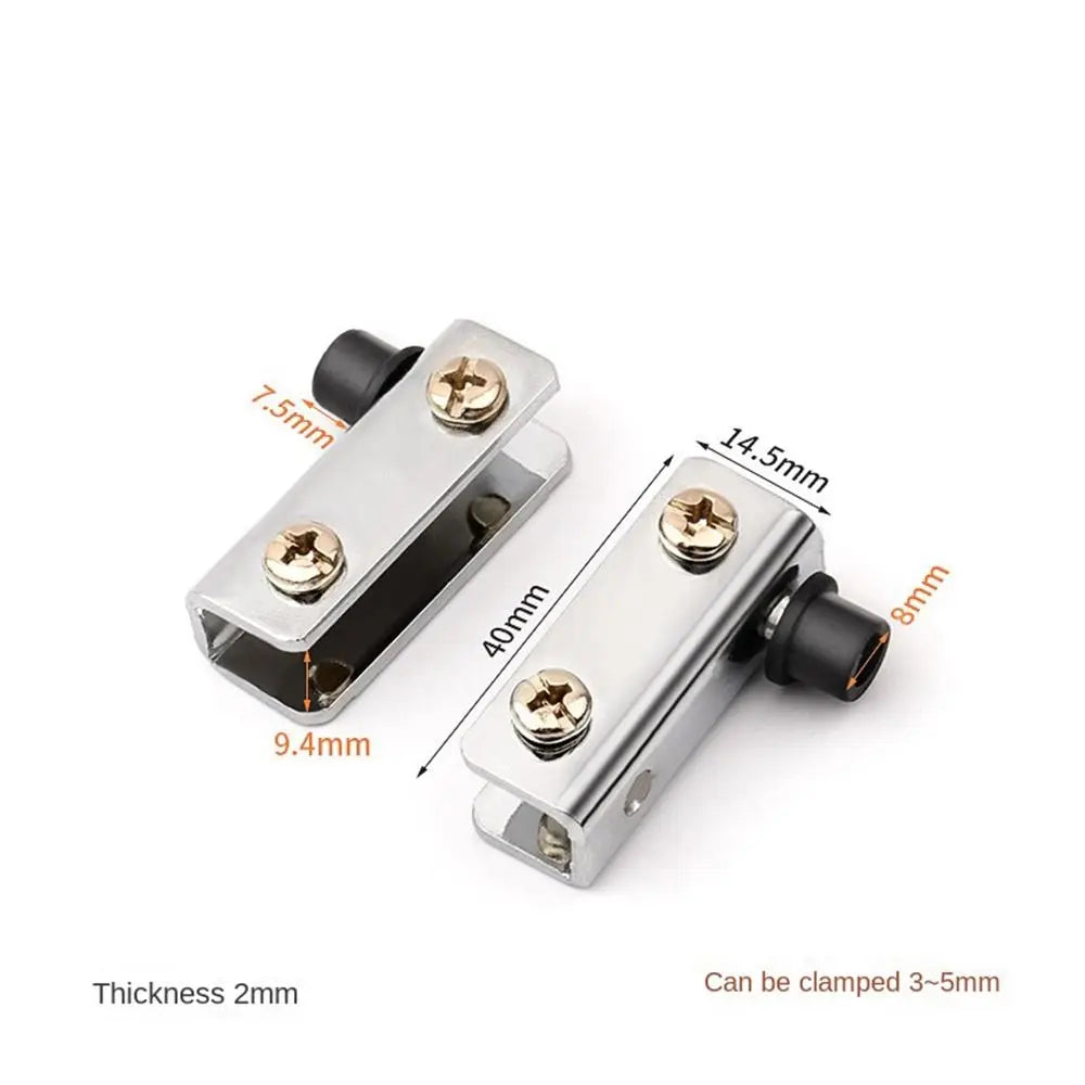 2Pcs Metal Glass Door Pivot Hinge No punching Hook Accessories Concealed Hinges Hardware Mirror Support Cabinet Clamp Hinge Oasis Select