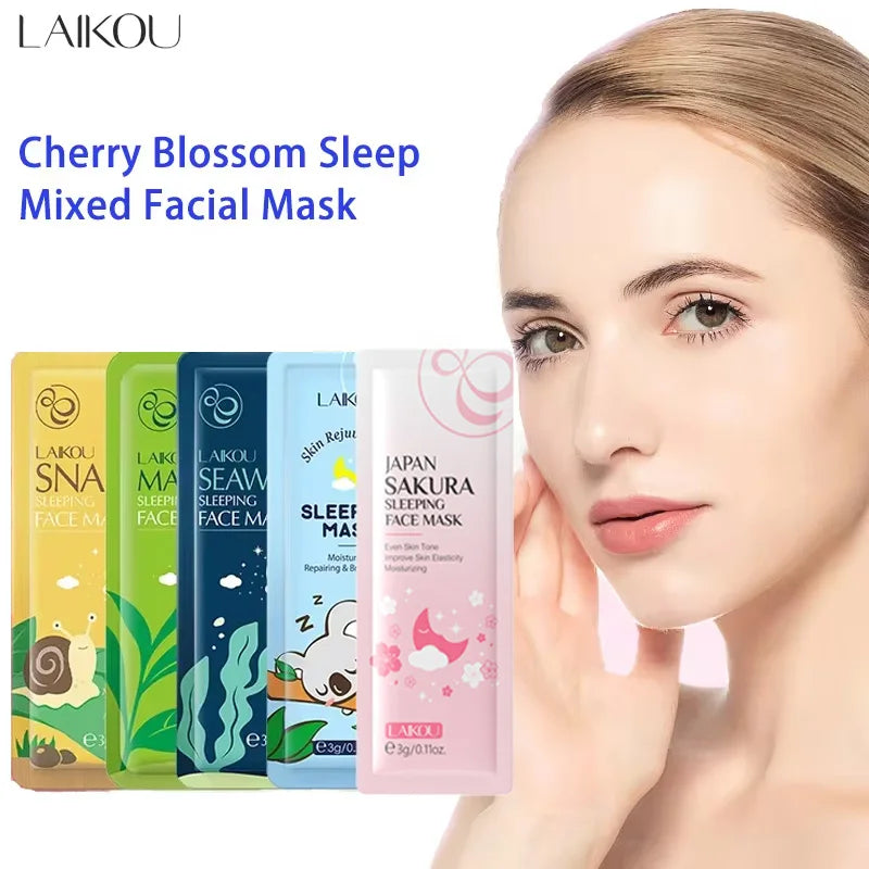 LAIKOU Sakura Sleeping Face Mask – Hydrating 5pcs Set Sleeping Face Mask Oasis Select