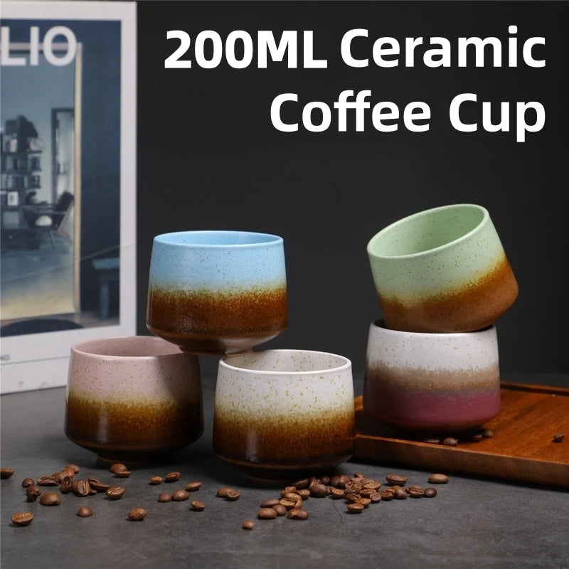 200ml Gradient Ceramic Coffee Cup - Espresso Cup + Latte Cup + Milk Mug, Heat-Resistant Matte Glaze Teacup for Cafes & Home Use Oasis Select