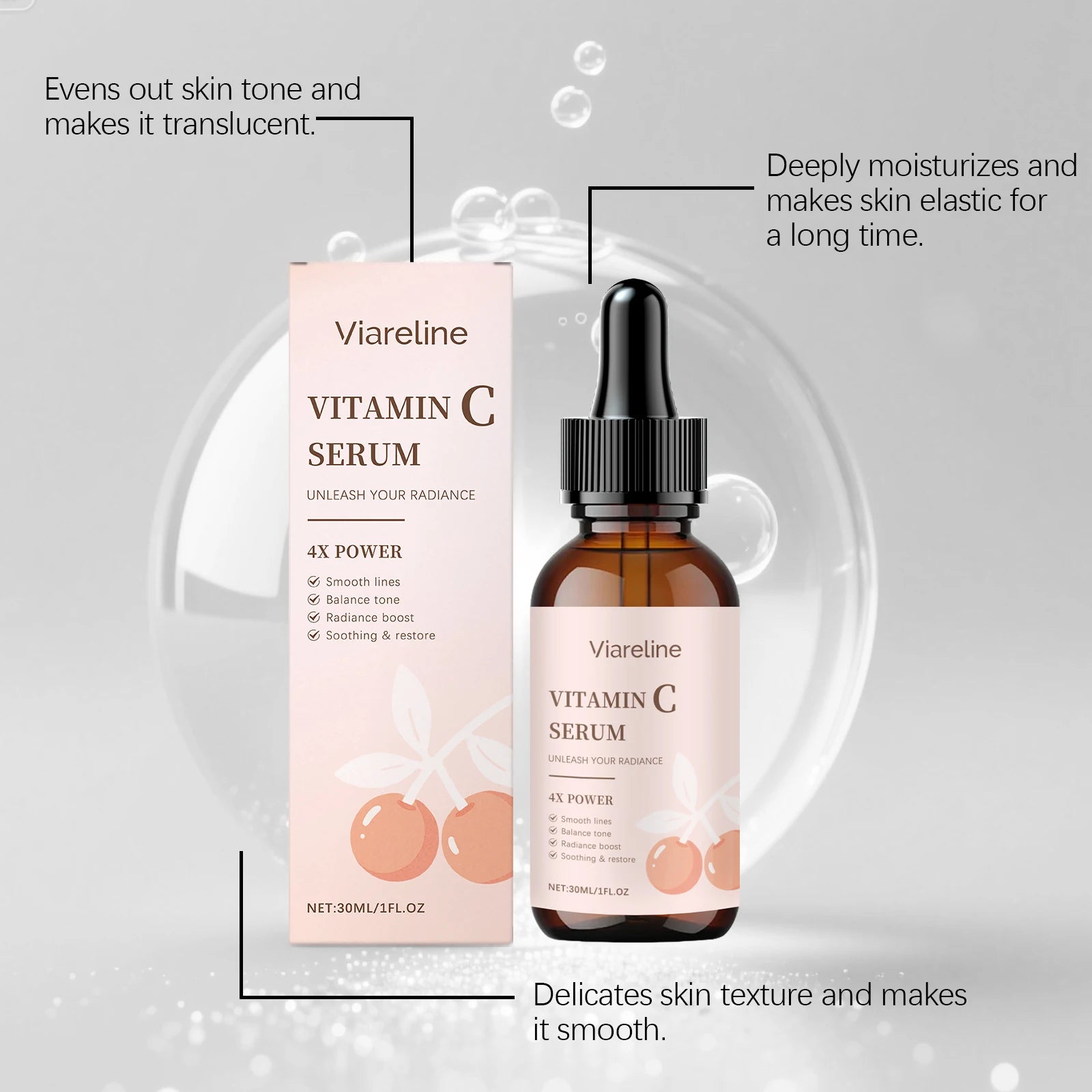Vitamin C Brightening Serum Whitening Fade Dark Spots Wrinkle Remover Moisturizing Smoothing Firming Facial Rejuvenation Essence Oasis Select