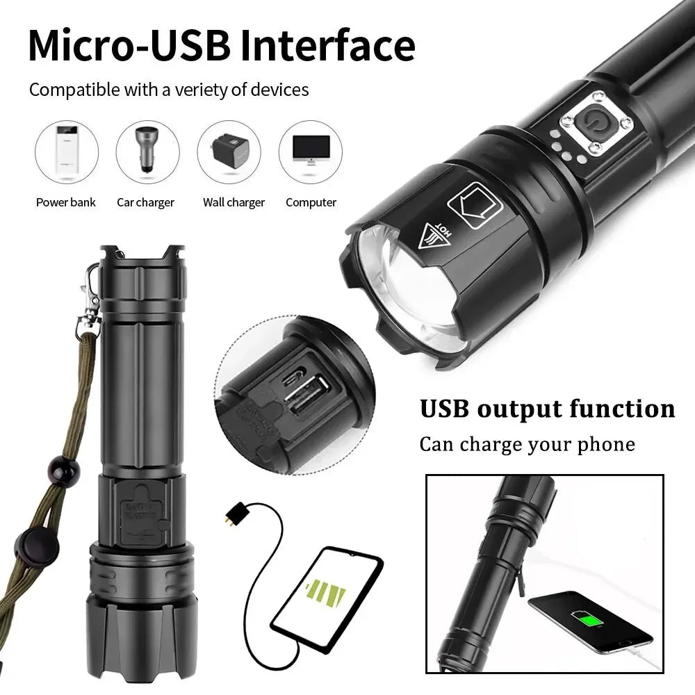 ESMARTER 30W LED Rechargeable Tactical Flashlight | 1500m Beam