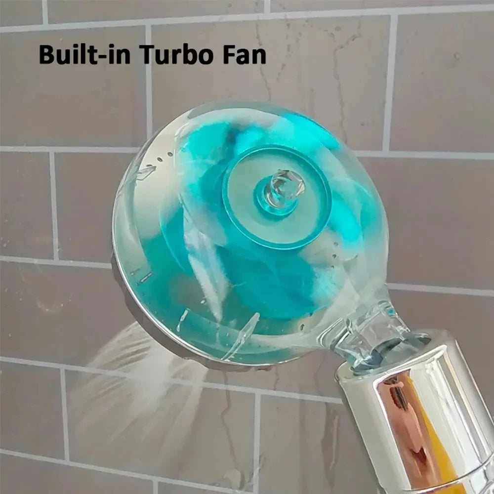 Filtered Turbo Propeller Bathroom Shower Head High Pressure Water Saving Stop Button Showerhead Water Pressure Adjustable Shower Oasis Select