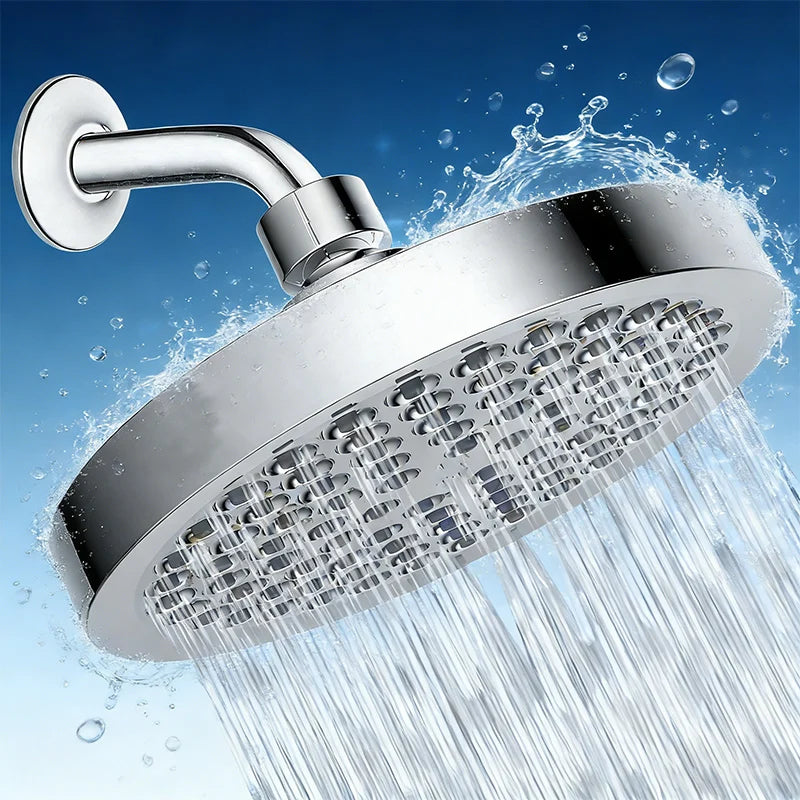 6-Inch Round Electroplated Shower Head with Extension Arm