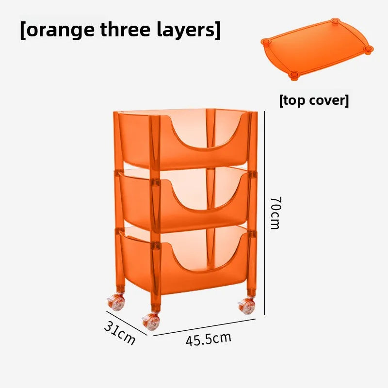 Creative acrylic multi-layer removable shelves ins bedroom kitchen trolley bathroom storage cabinet Oasis Select Orange 3 layers