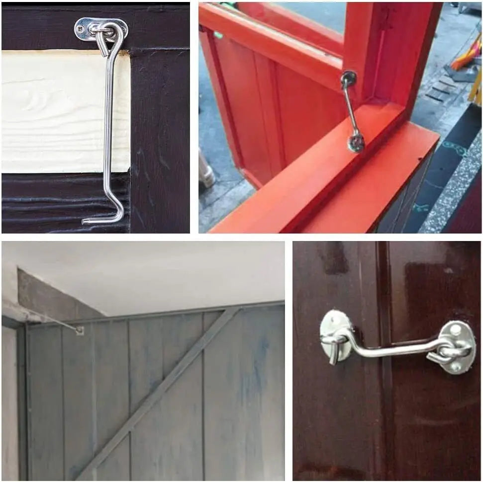 Door Bolt Stainless Steel Window Sliding Door Latch Cabin Hook And Eye Latch Lock Shed Gate Door Catch Silent Holder Household Oasis Select