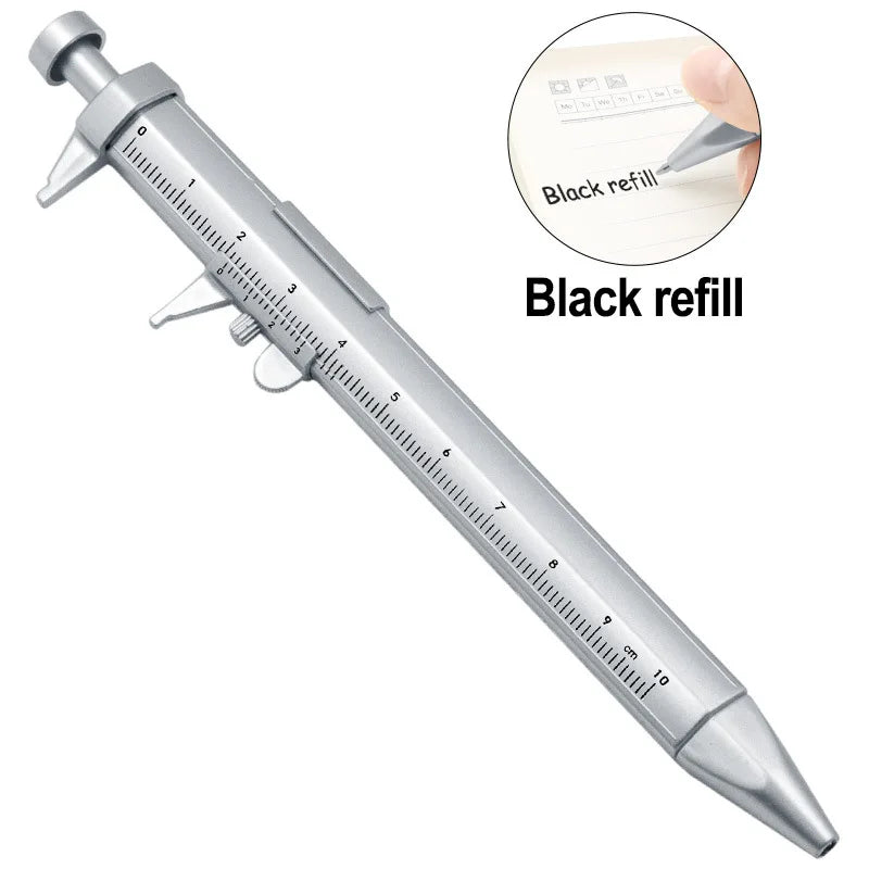 Vernier Measuring Pen 1mm Ballpoint Caliper Ruler Pen Refillable School Office Stationery Multifunction Gift 2026 Oasis Select Silver