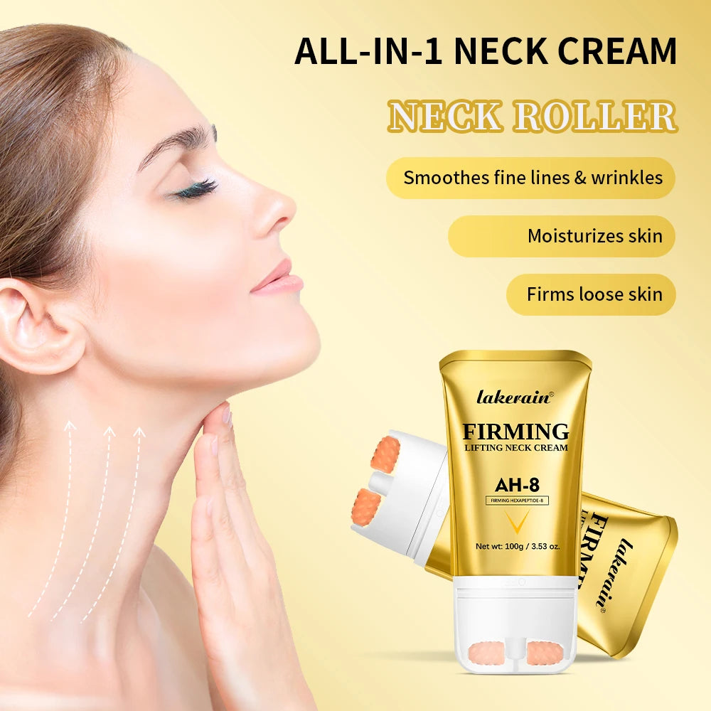 AH-8 Firming Lifting Neck Cream Deep Moisturizing Firms Neck Loose Skin Roller Design Smooth Fine Lines Wrinkles Neck Cream Oasis Select