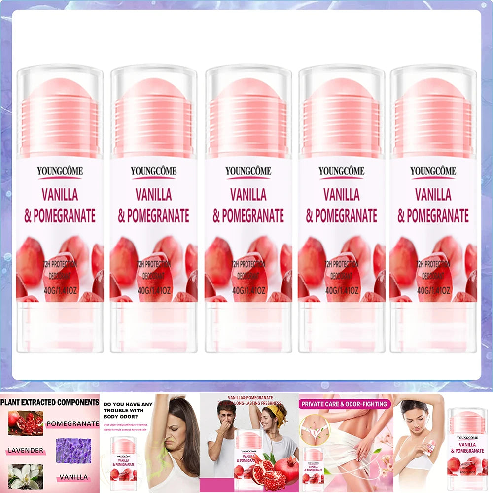 Aluminum Free Deodorant for Women 1/5 Count Pomegranate and Lemon Verbena 72 hour odor protection Whole Body Deodorant Sticks Oasis Select 40g 5pcs