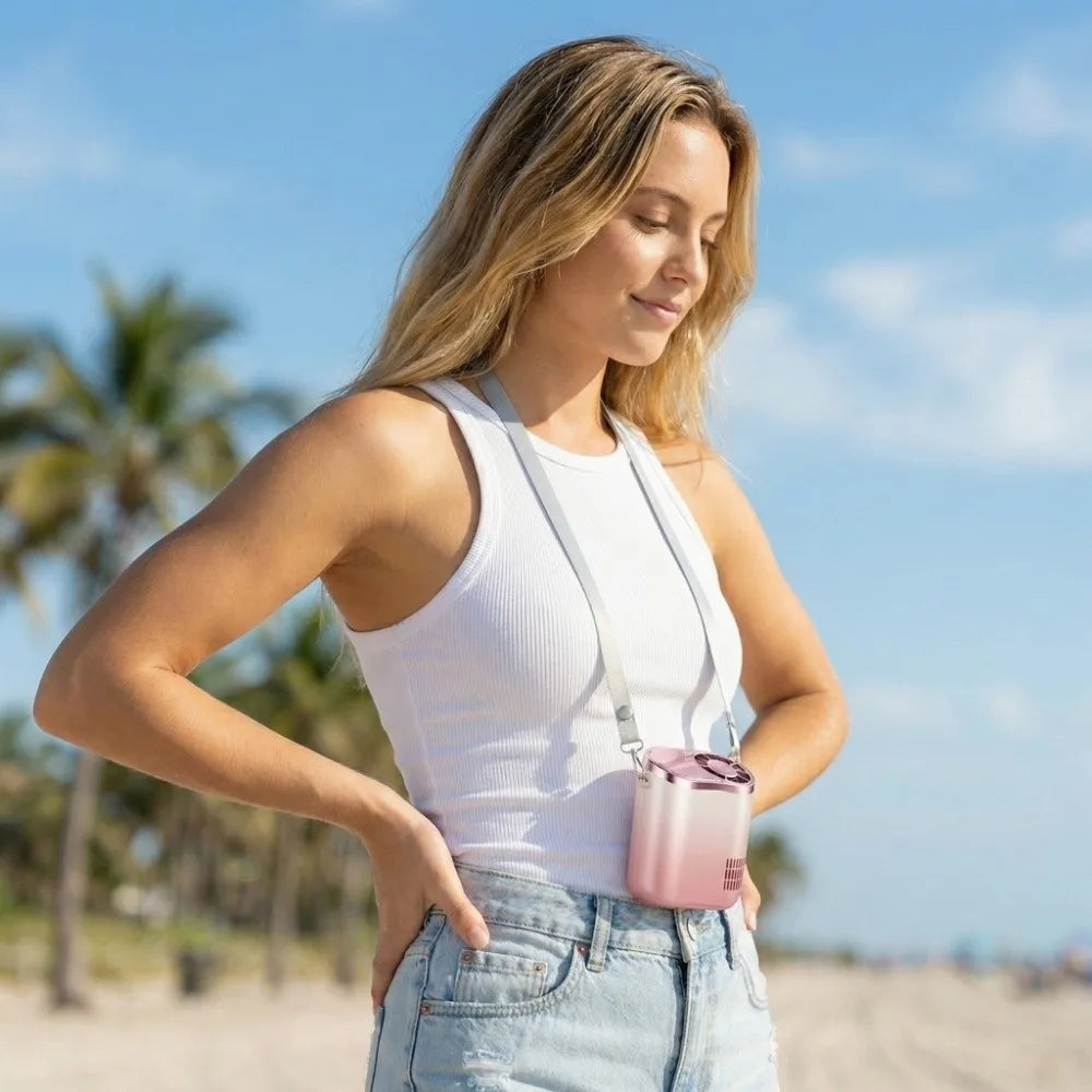 Portable Waist Clip Fan USB Rechargeable Strong Airflow Hanging Neck Fan LED Display Compact Design Cooling Fan Climbing Oasis Select