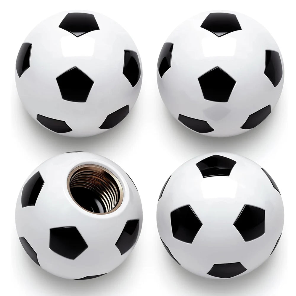 Football Style Tire Valve Stem Caps, Copper Core Dustproof Tire Valve Stem Covers for Cars, Trucks, Bikes, Motorcycles, Bicycles Oasis Select Football-4Pcs