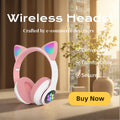 Cat Shaped Wireless Bluetooth Earphones Handsfree Earbuds with Microphone for All Phones Fashion Headphoens Game Headset Oasis Select Pink