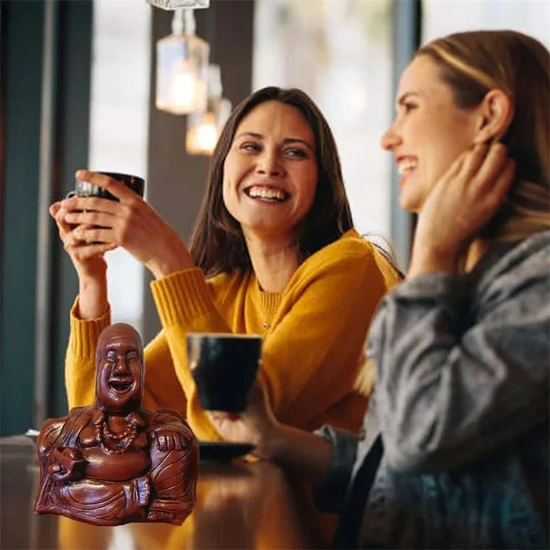 1Pcs Middle Finger Laughing Buddha Statue Resin Ornament Buddha Flip Statue Unexpected Backside Funny Joke Prank Gag Gifts Oasis Select