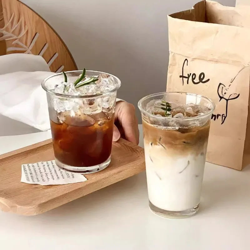 1pcs Transparent Glass Christmas Cups 360ml for Cappuccino, Tea, Espresso Latte, Juice, Milk, Iced Americano, French Flip Cup Oasis Select