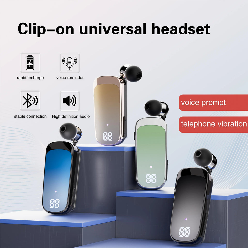 # K65 Lavalier Business Bluetooth 5.2 Headset Talk/Music Time 20 Hours LED Digital Display Noice Cancelling Wireless Earphones Oasis Select