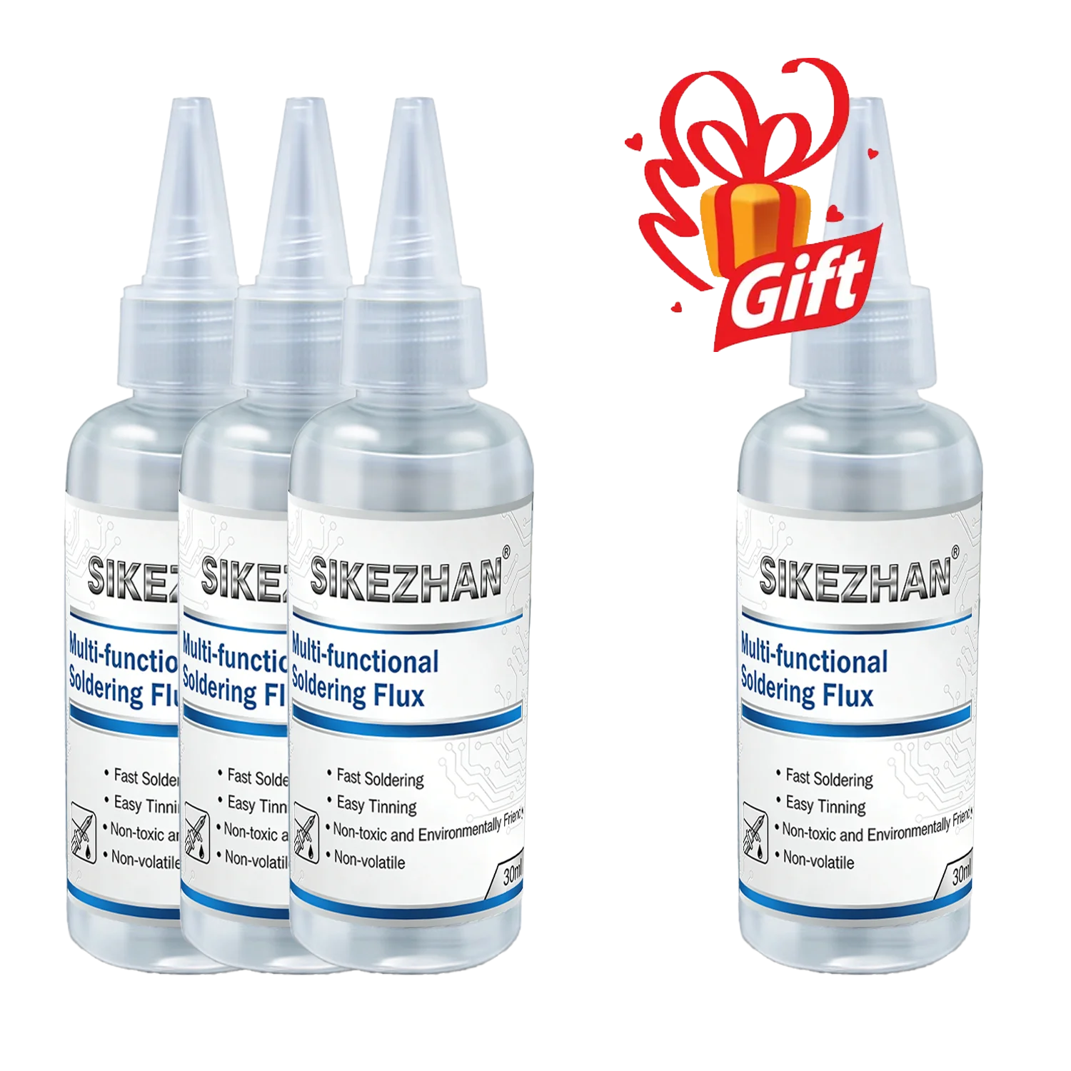 SIKEZHAN Multi-functional Flux Soldering Liquid for PCB BGA Repair Battery Welding Stainless Steel Galvanized Sheet Welding Tool Oasis Select 30ml-4pcs
