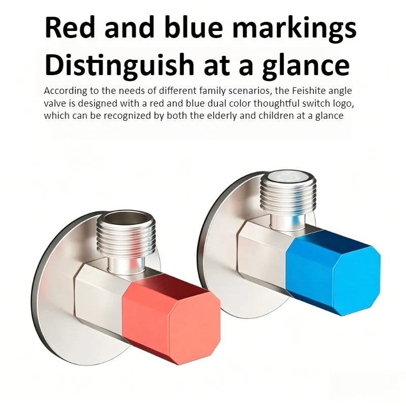 Brass Red Blue Angle Valve Hot and Cold Water Valve Bathroom Thread Bathroom Faucet Water Heater Filling Valve Accessories Oasis Select