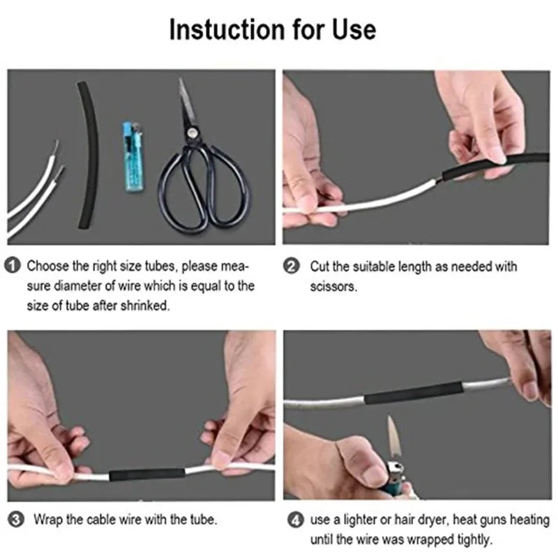 127/164/328/560/650/800PCS Heat Shrink Tube Shrinking Assorted Polyolefin Insulation Sleeving Wire Cable Sleeves Wrap