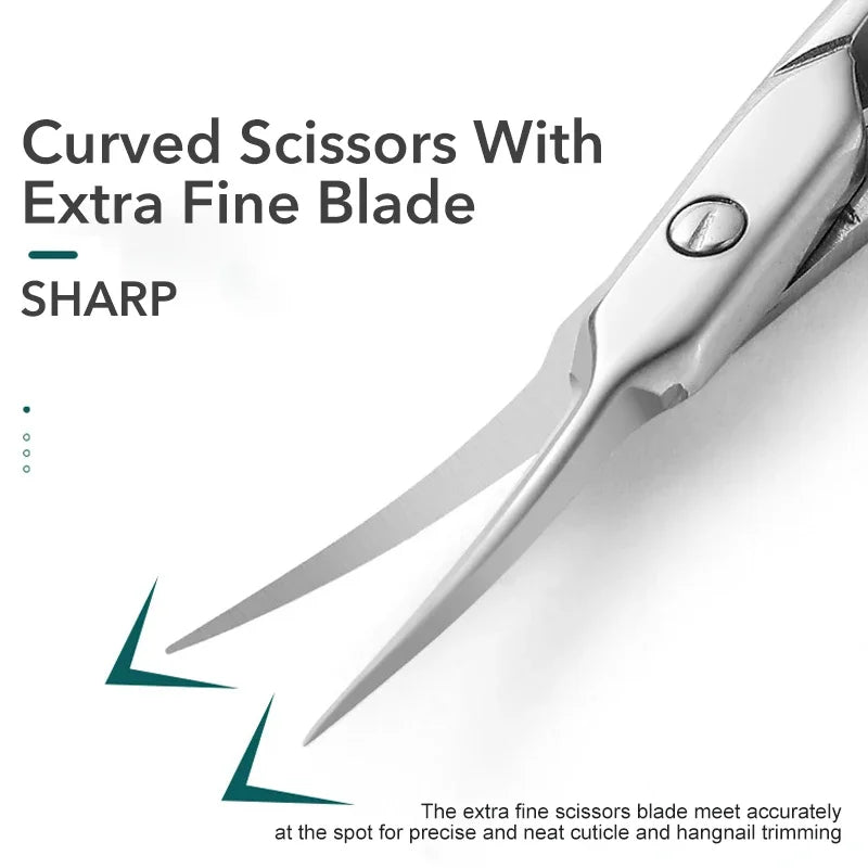 Compact Size Stainless Steel Cuticle Scissors - Curved Blade Nail Manicure Tool for Eyebrow Eyelash Dry Skin Multi-purpose Oasis Select