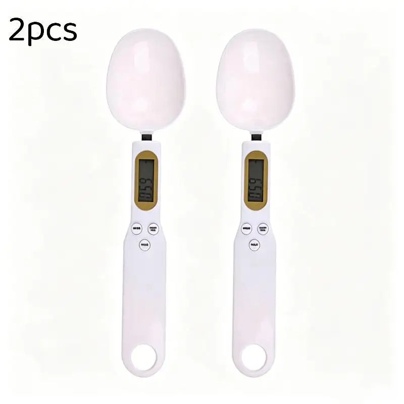 1/2Pcs Digital Measuring Spoon Scale Easy to Clean LCD Display 0.1-500g Food Weighing Tool for Kitchen Baking Pet Food Measuring Oasis Select White 2pcs