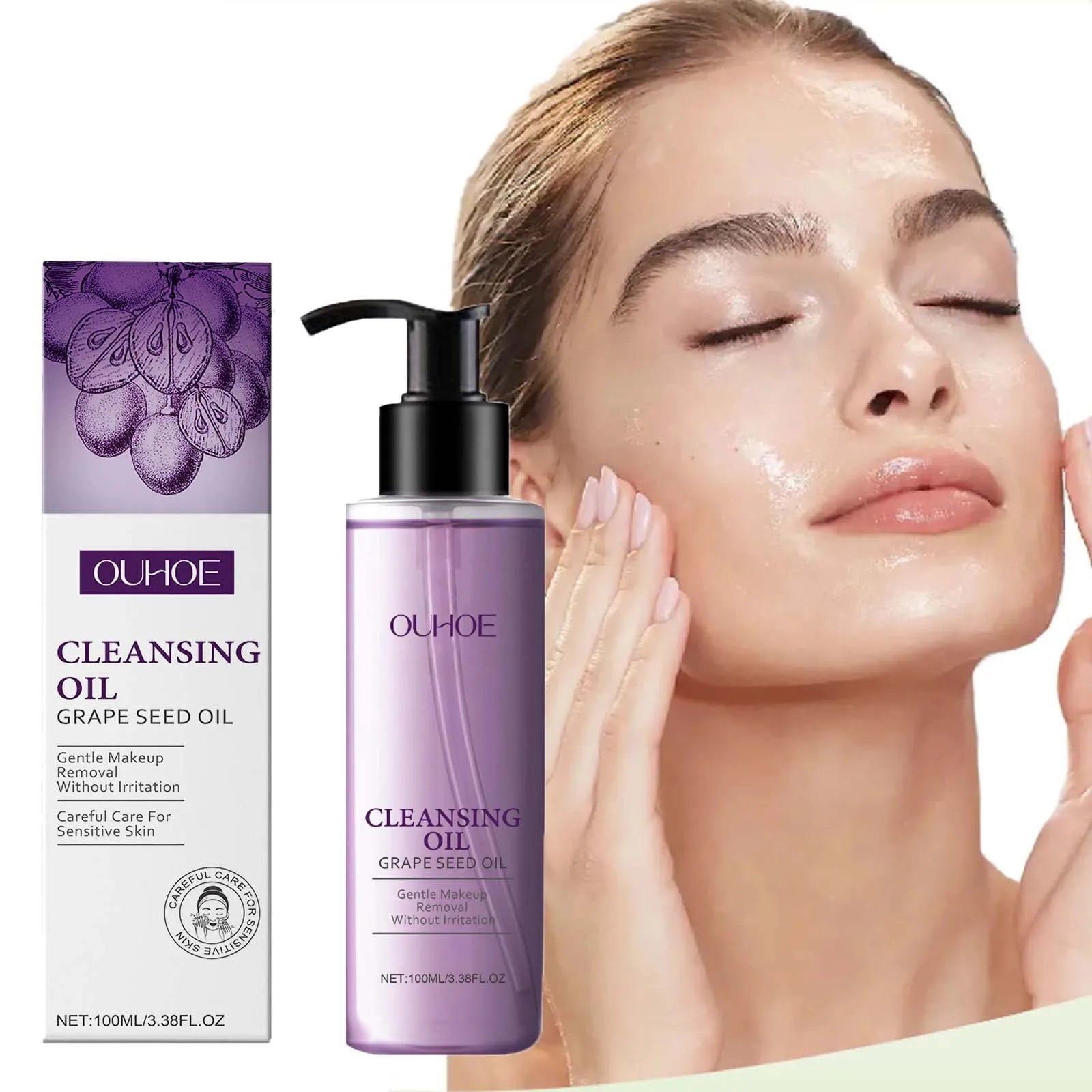 Grape Seed Cleansing Oil Makeup Remover – Sensitive Skin Facial Cleansing Oil Oasis Select