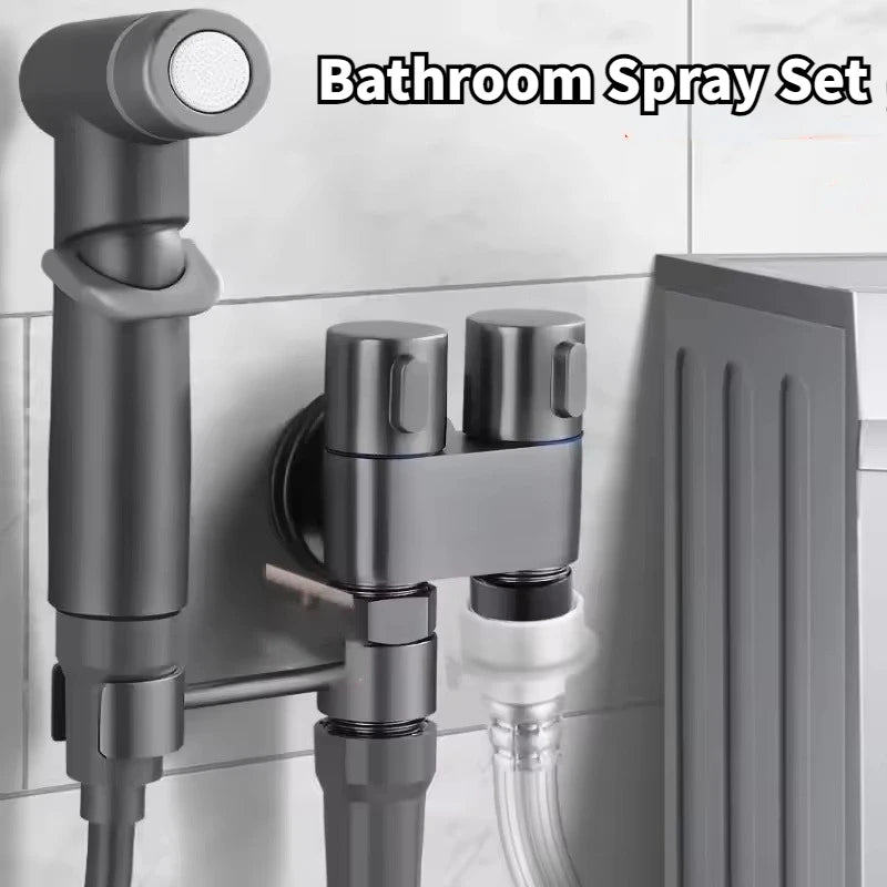 Toilet Cleaning Bidet Toilet Sprayer Set Water Portable Handheld Bidet Sprayer Shower Double Outlet Angle Valve Accessories Oasis Select