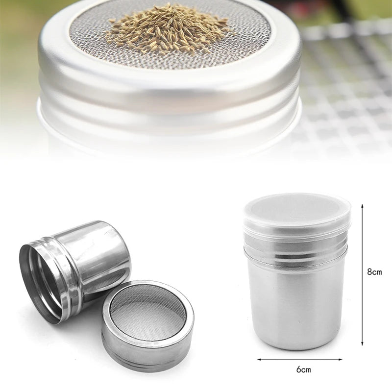 Stainless Steel Sprinkle Powder Icing Sugar Cocoa Sugar Chocolate Flour Duster Shaker Tool Seasoning Bottle For Spices Oasis Select