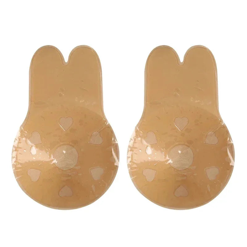 1/2pairs Women'S Push Type Bra Self-Adhesive Silicone Strapless Invisible Bra Reusable Adhesive Lifting Bra Breast Pad Oasis Select