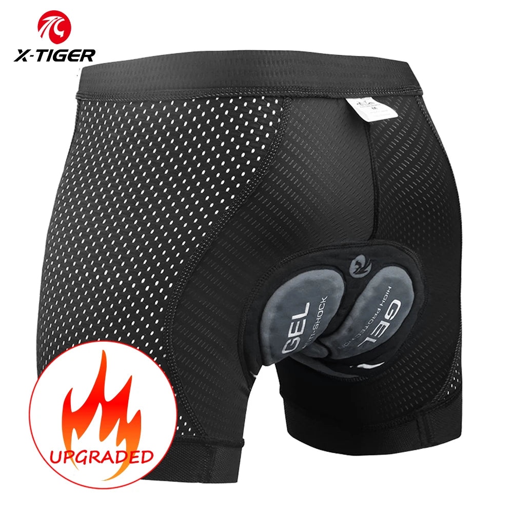 X-TIGER Men's Cycling Underwear Shorts 5D Padded Gel MTB Biking Shorts Anti-Slip Leg Grips Breathable Mesh Cycling Underwear Oasis Select Grey M