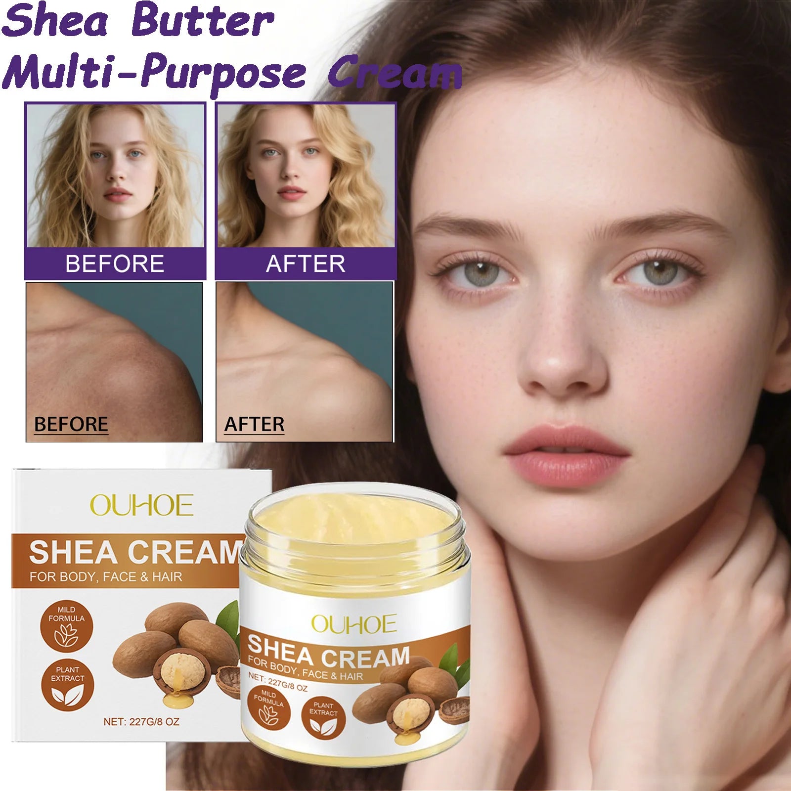 Shea Butter Multi-Purpose Cream – Face, Body & Hair Moisturizer Multi-Purpose Body Cream Oasis Select