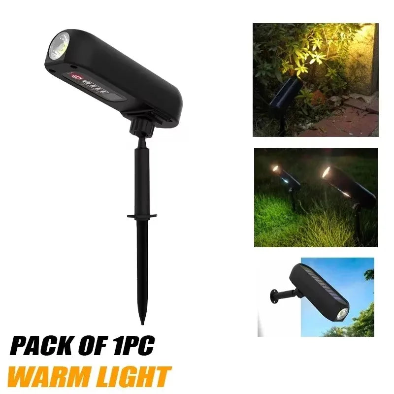 KDULIT 1-2PCS 9LED Solar Powered Lawn Lamp Adjustable Outdoor IP65 Waterproof Garden Courtyard Decoration Street Lamp Spotlight Oasis Select Warm Light 2pcs