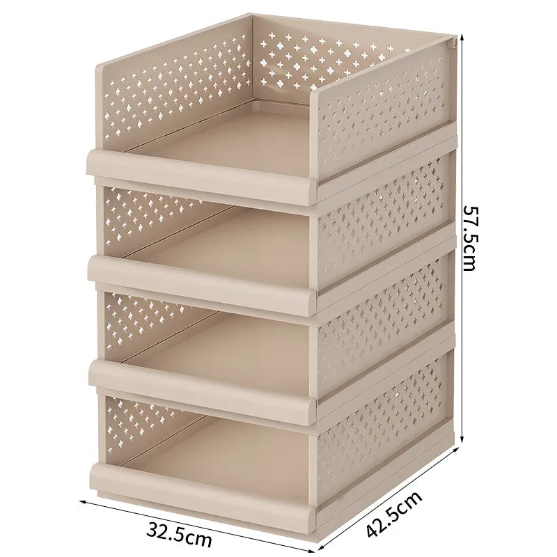 Drawer type clothes clothing storage box foldable pull-out wardrobe layered baffle pull basket layered pants storage box Oasis Select 4 Layers - Khaki