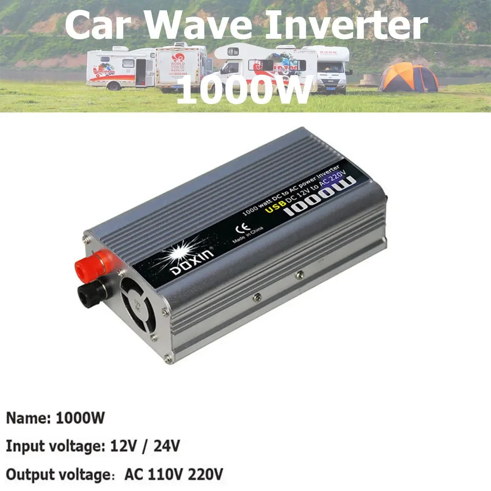 Car Wave Inverter DC 12V 220V 24V 110V AC 300W 500W 800W 1000W 1500W 2000W Inversor Car Adapter Power Solar Inverter Converter Oasis Select 1000W 12V AC 220V
