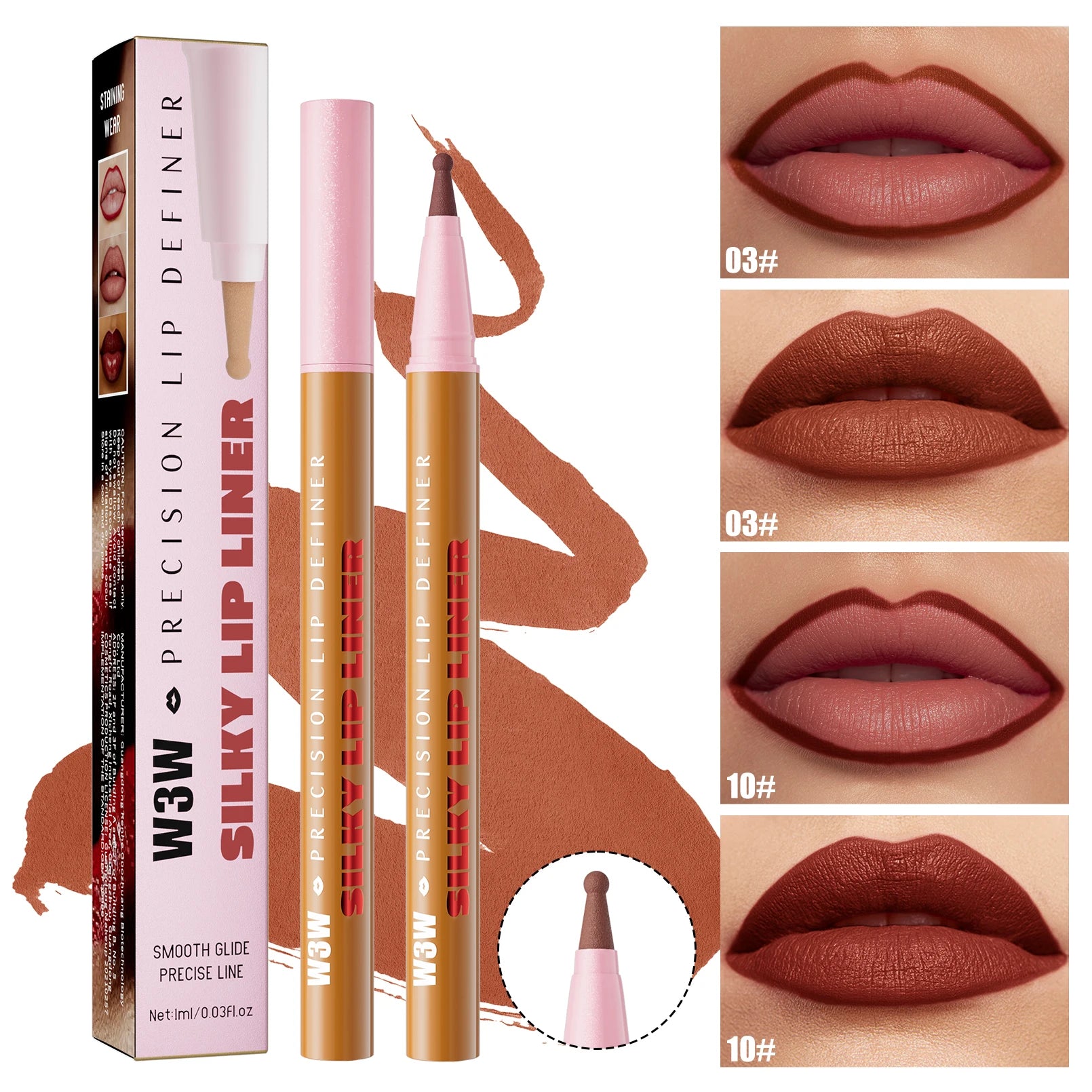 W3W Waterproof Matte Lip Liner Pencil – High Pigment & Long-Lasting