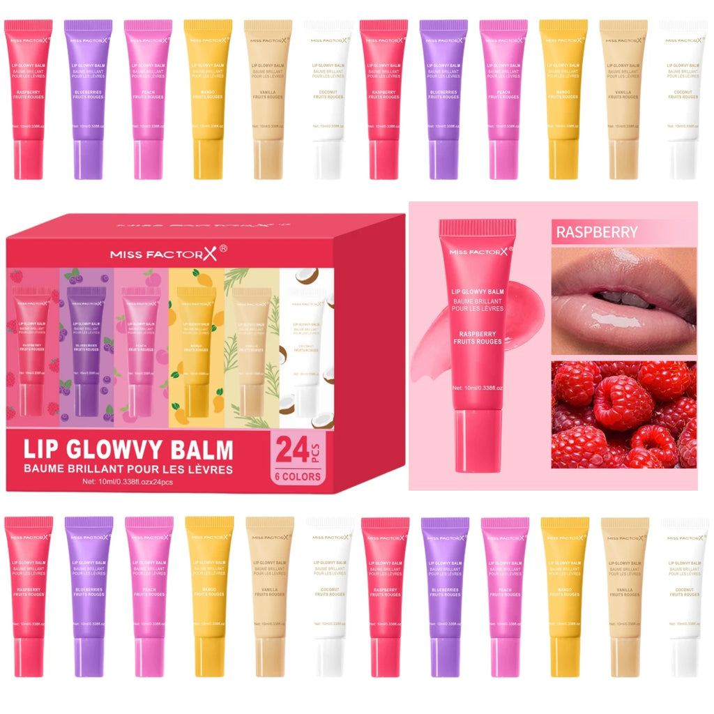 24pcs/box 6-color moisturizing lip gloss - Long lasting moisturizing, nourishing lips, glossy effect, women's gift choice Oasis Select