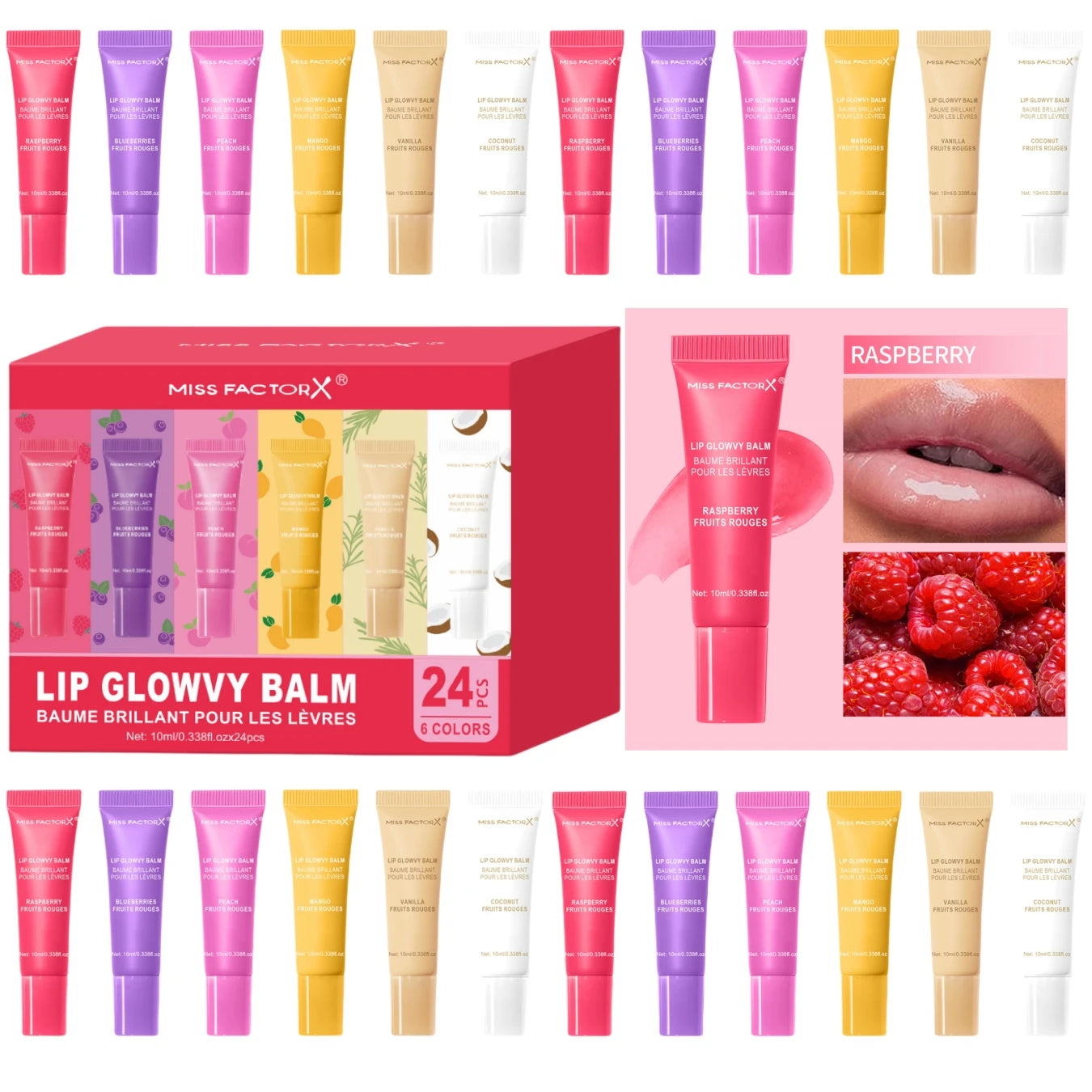 24pcs/box 6-color moisturizing lip gloss - Long lasting moisturizing, nourishing lips, glossy effect, women's gift choice Oasis Select