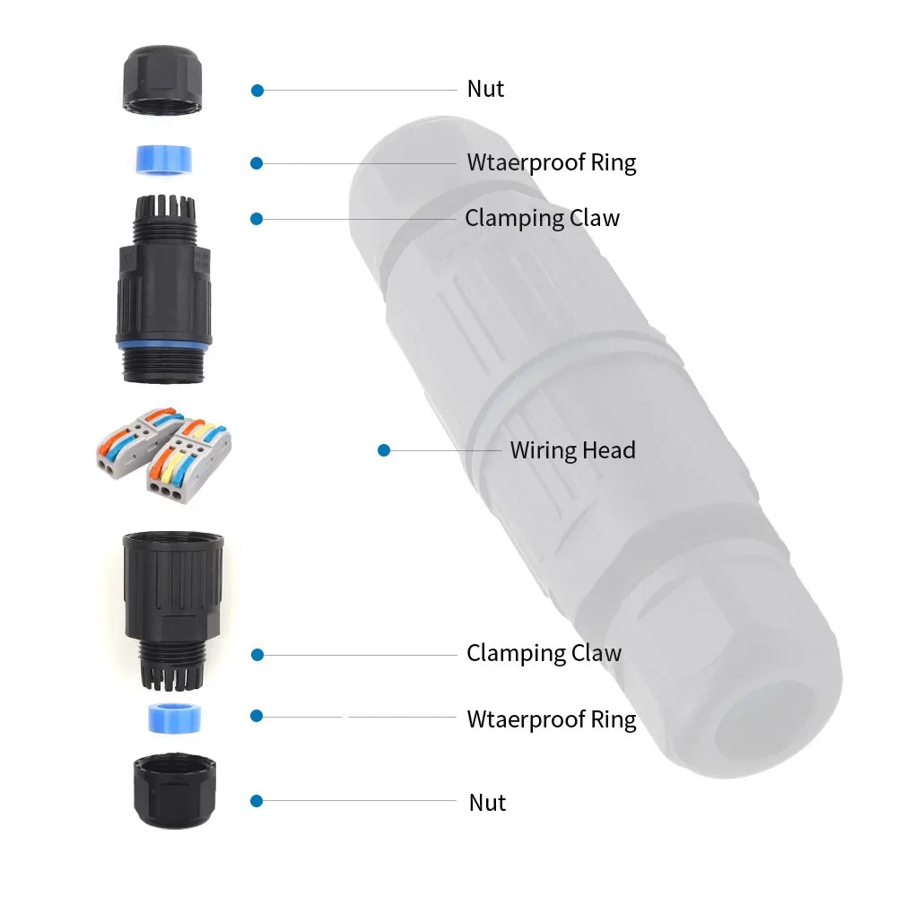 IP68 Waterproof Cable Connector Quick Connection 2 in 2 out 3 in 3 out 2/3 Pin Electrical Terminal Adapter Wire Connector Oasis Select