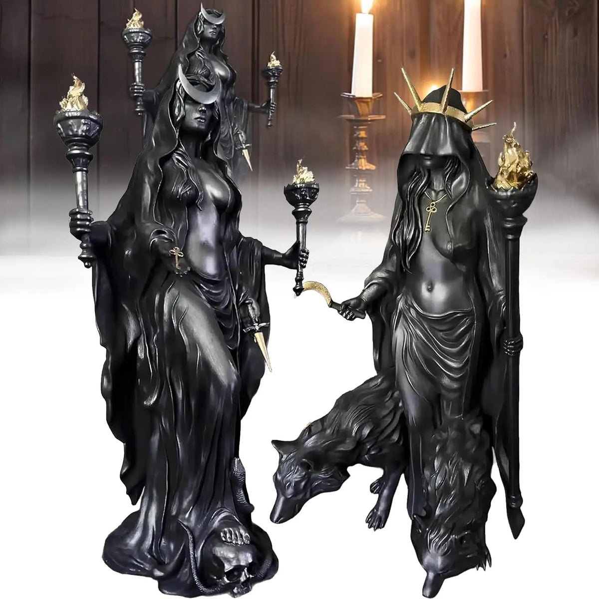 Hekate Niktipolos Goddess Figurine | Pagan Altar Sculpture Goddess Altar Figurine Oasis Select Style A-B
