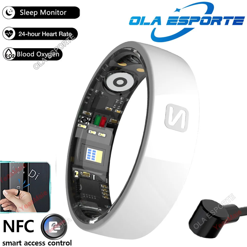 Smart NFC Ceramic Ring – Sleep, Heart Rate & SpO2 Tracker