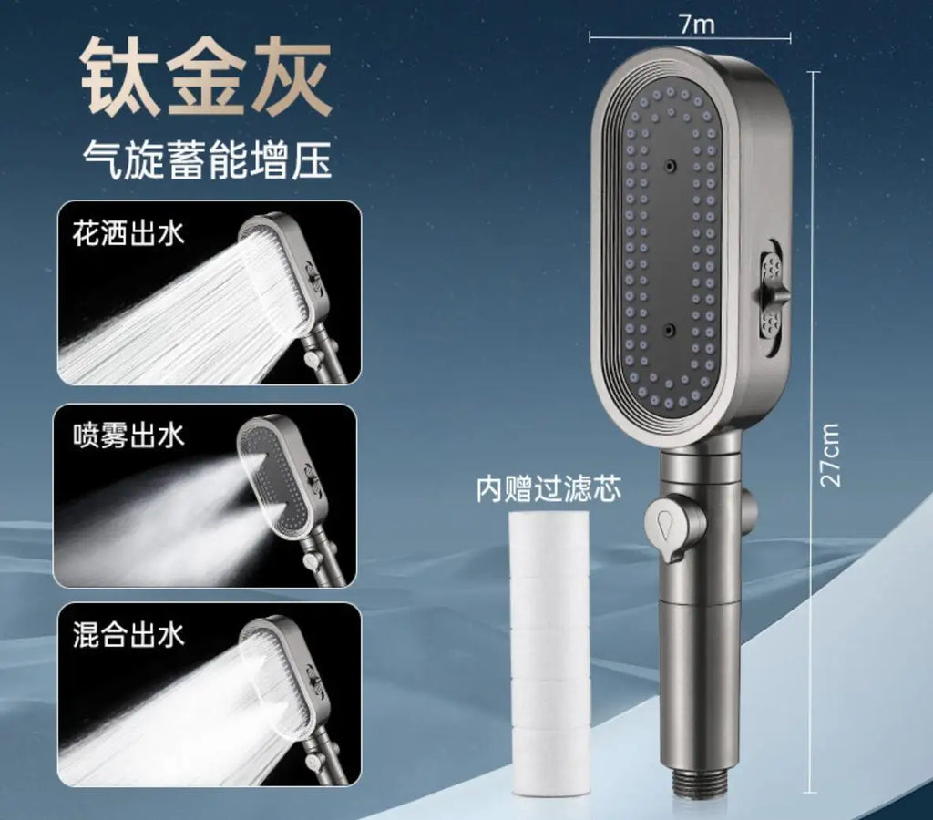 New Design 3 Modes High Pressure Shower Head Built-in Filter Handheld Adjustable Button Water Saving Nozzle Bathroom Accessories Oasis Select Grey Shower