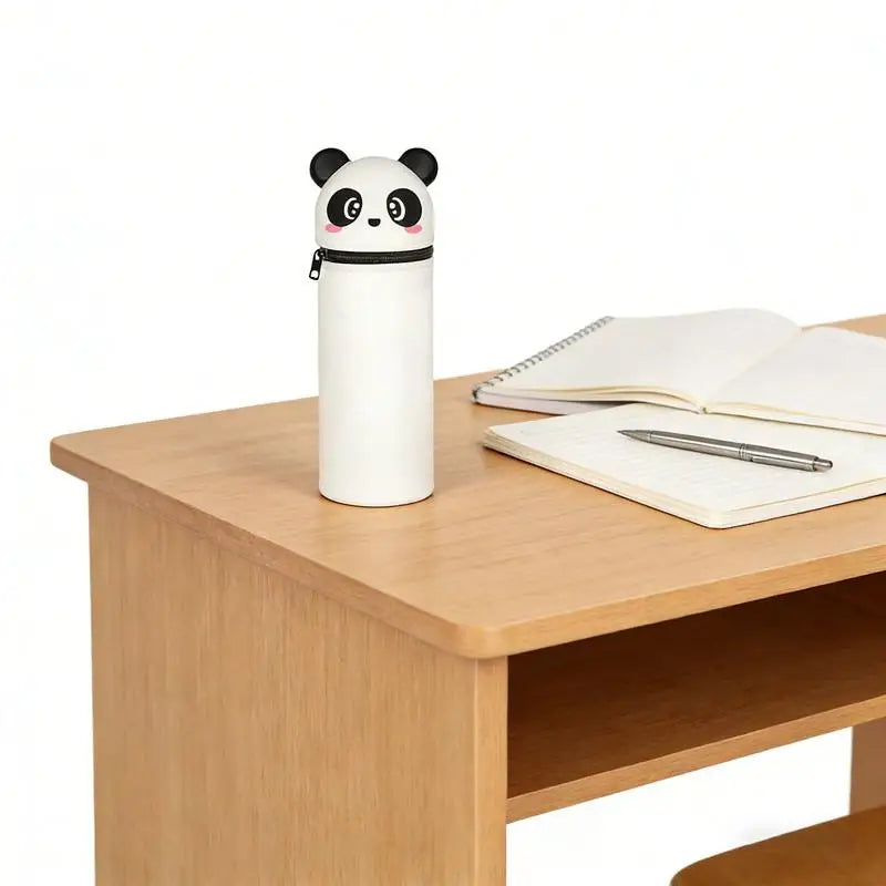 SU Panda Pencil Case Telescoping Silicone Cartoon Animal Pen Holder Student Stationery Storage Bag High Capacity Toys Oasis Select
