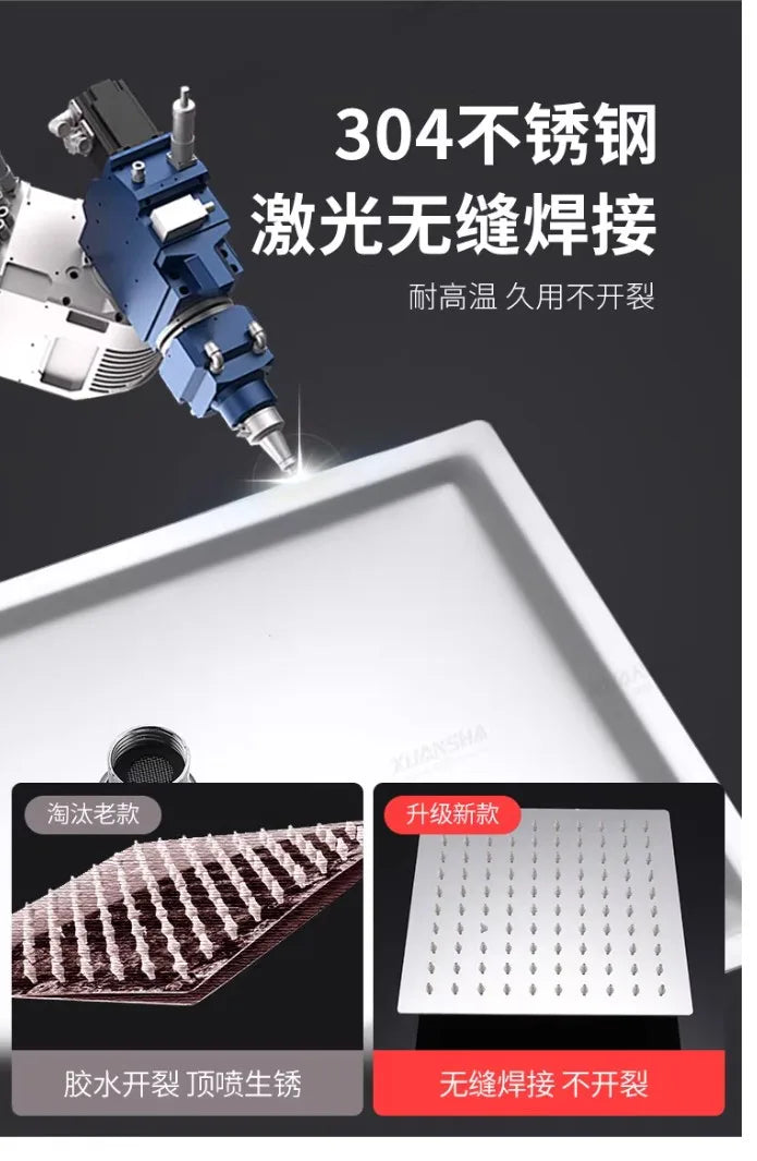 New 1Pcs SUS304 Stainless Steel Ultra Thin Waterfall Rectangular Top Shower Pressure Boosting Design Spa Bathroom Shower Head Oasis Select