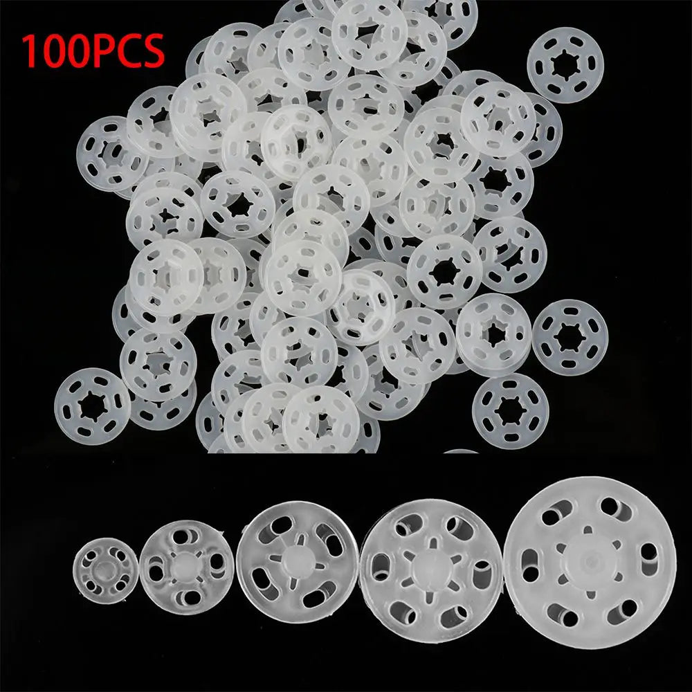 100Pcs Transparent ABS Plastic Invisible Snap Fasteners Press Button DIY Handmade Crafts Round Flatback Stud Sewing Accessory Oasis Select 10mm