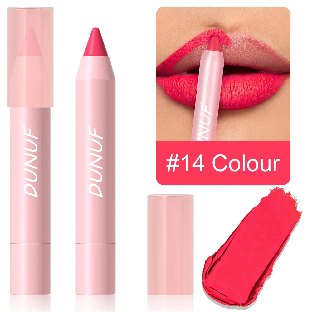 DUNUF 1 Pcs Matte Lip Liner Velvet Lip Gloss Waterproof Long-Lasting Easy to Color Music Festival Ready Lip Makeup for Lipstick Oasis Select 14 Full Size