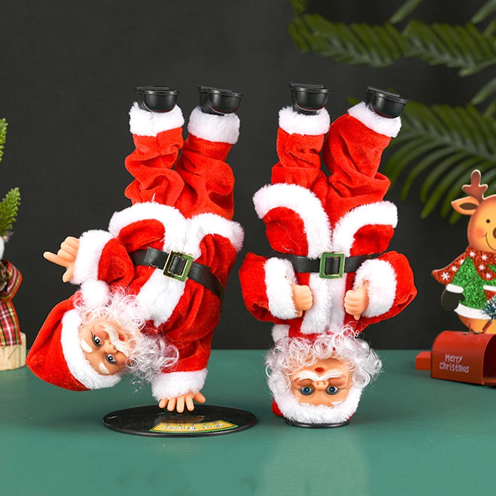 Breakdancing Headstand Santa Plush Toy – Singing & Spinning