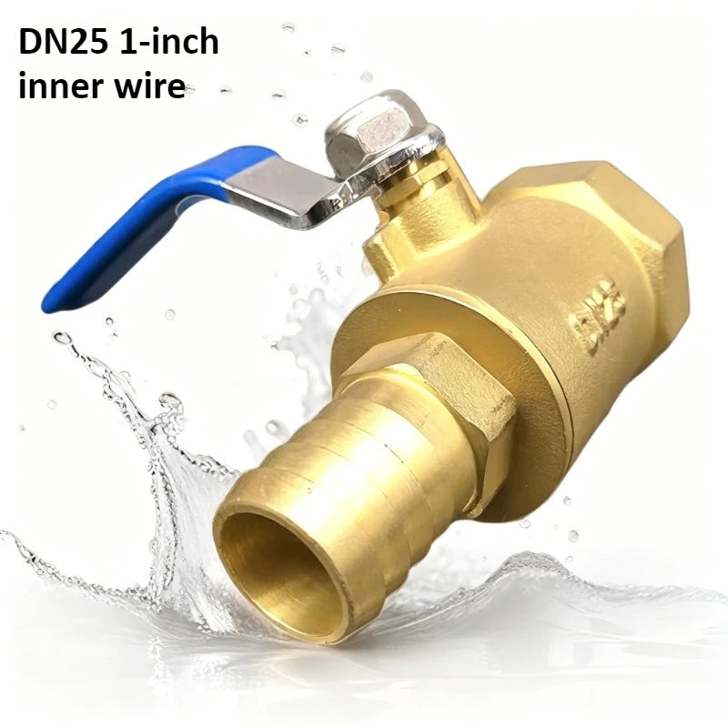 Threaded Brass Ball Valve 1-inch Water Pipe Switch, Gas Water Oil Flow Control Fittings, Large Flow Thickened Valve Oasis Select Inner wire DN25 1 inch