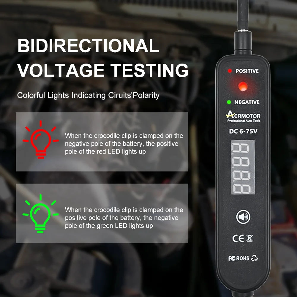 Aermotor EM289 Car Circuit Tester DC 6-75V LED Voltage Test Pen Automotive Circuit Tester Oasis Select