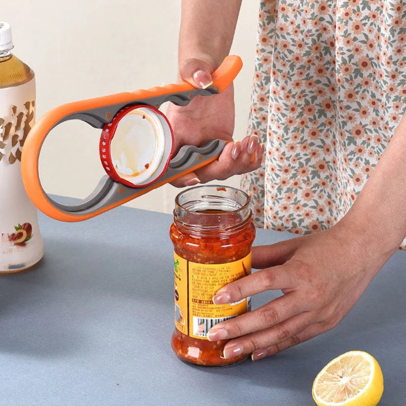 1pc Multifunctional 4-in-1 Jar Opener, Jar Gripper, Lid Opener, Can Opener, Bottle Opener Oasis Select