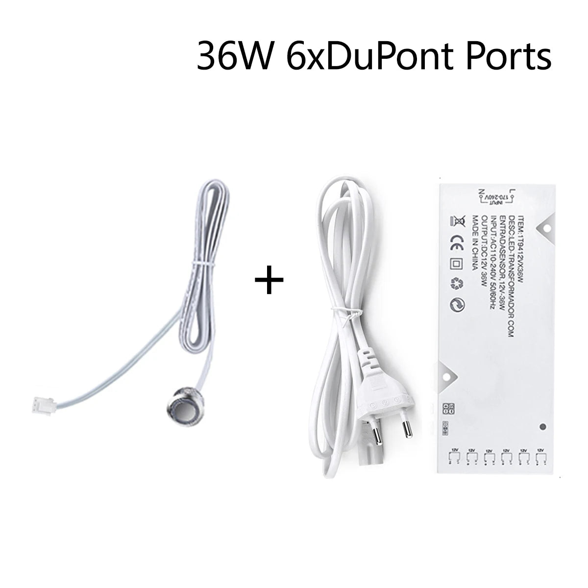 COB 2835 5050 LED Strip Controller Touch Switch Dimmer with 12V Power Charger 4-10 Dupont Ports Lighting Transformers Driver Oasis Select 36W 6xDupont Port 12 V EU Plug
